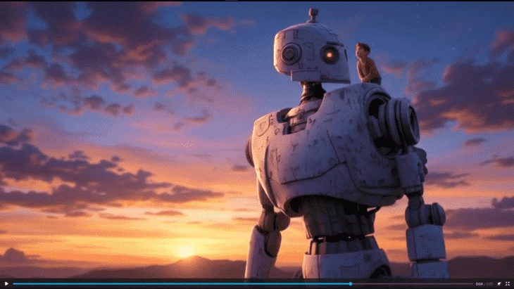 Пример кадра из видео, сгенерированного в Raphael.app