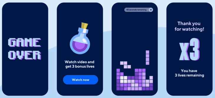 Example of in-app rewarded video ads