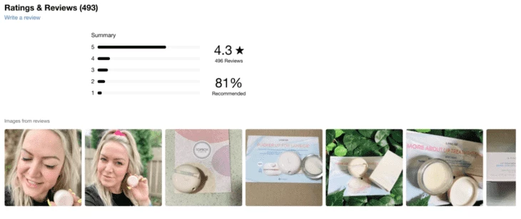 Product reviews with pictures