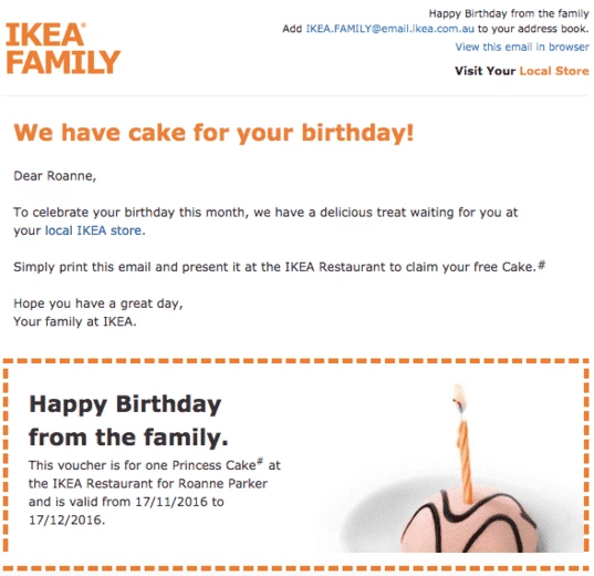 Trigger email example