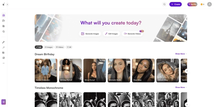 Главная страница нейросети StarryAI