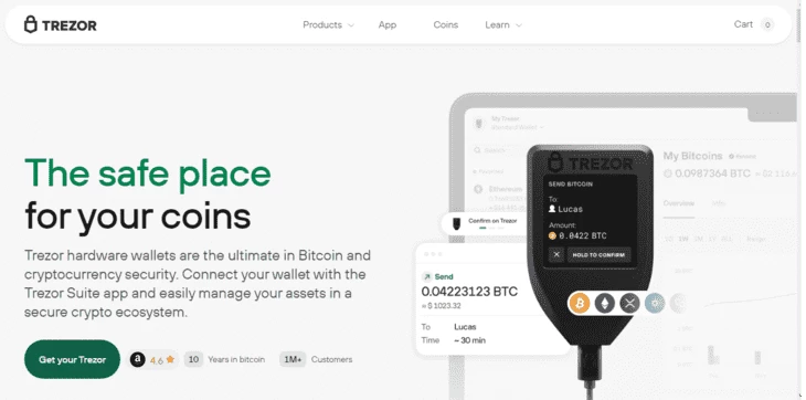Trezor Model T - пример аппаратного криптокошелька