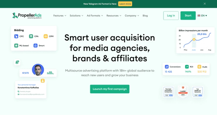 PropellerAds for media agencies, brands & affiliates