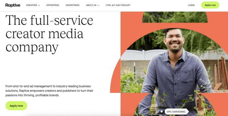 Raptive’s home page