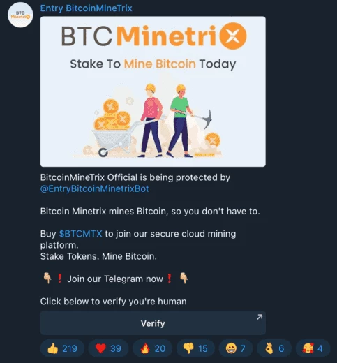 Телеграм-канал Bitcoin Minetrix
