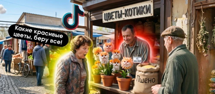«Цветы-котики»: как в товарке скамят на AI-видео в TikTok