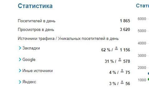 Статистика продаваемого сайта с высоким значением type-in-трафика