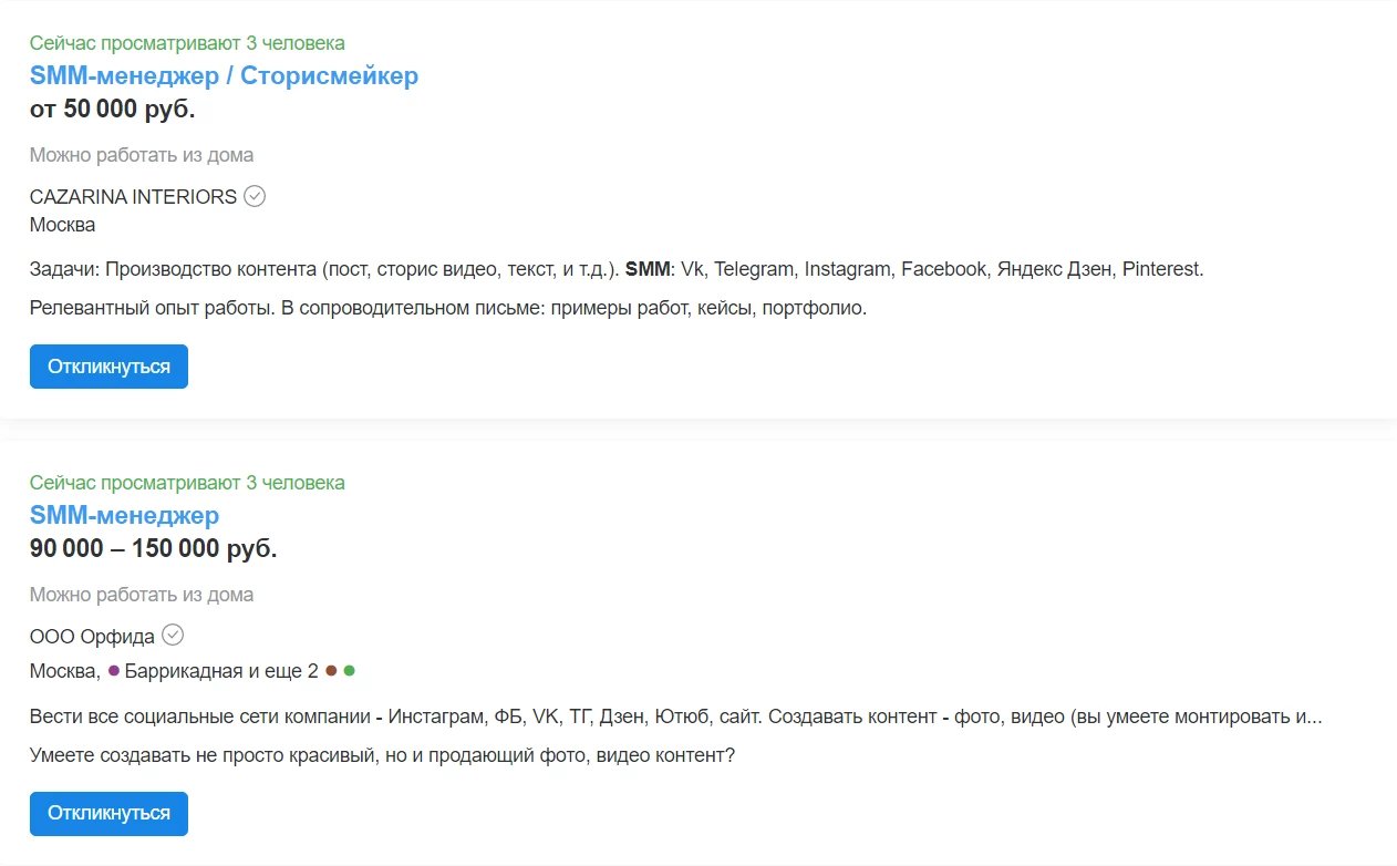 Предложения зарплаты SMM-специалистам для удаленного формата работы