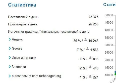 Статистика по трафику продаваемого сайта