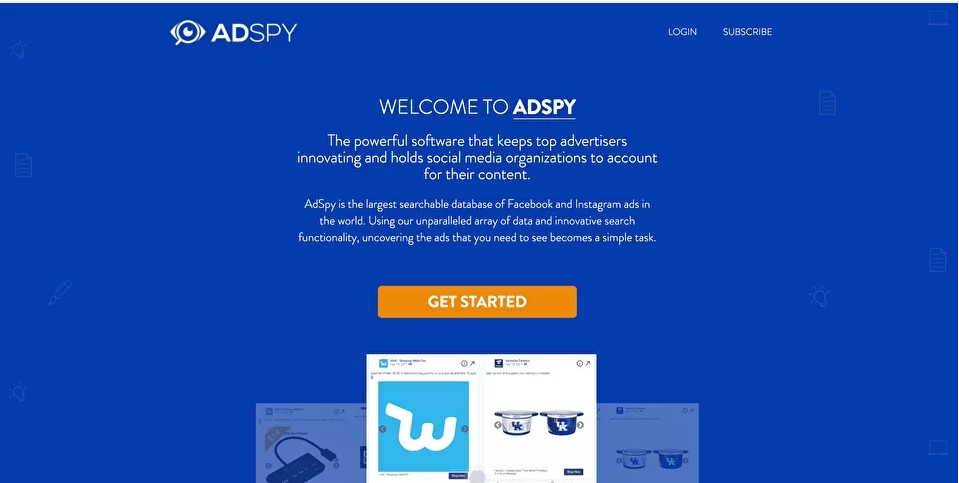 Главная страница AdSpy