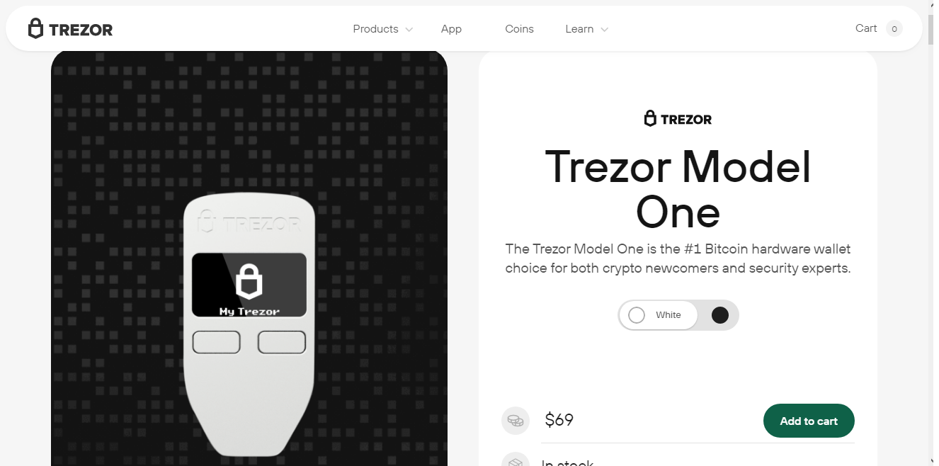 Trezor One - надежный криптокошелек