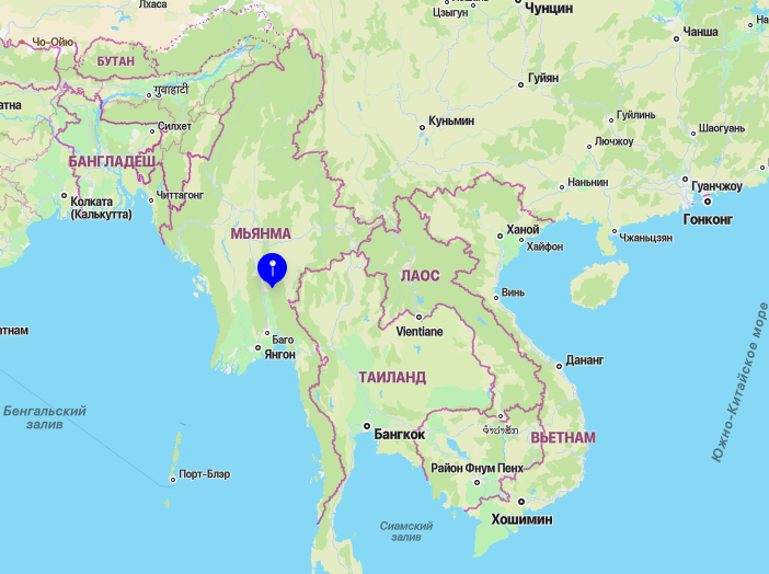 Мьянма (Бирма) на карте