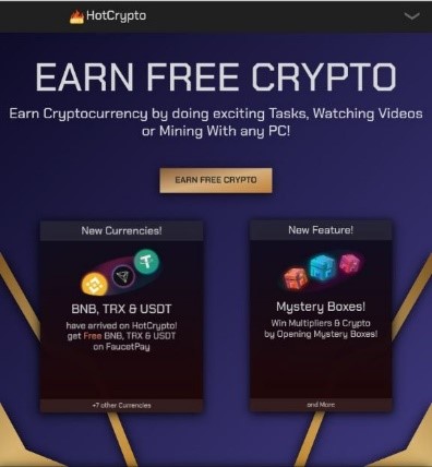 HotCrypto - бесплатный кран для заработка крипты