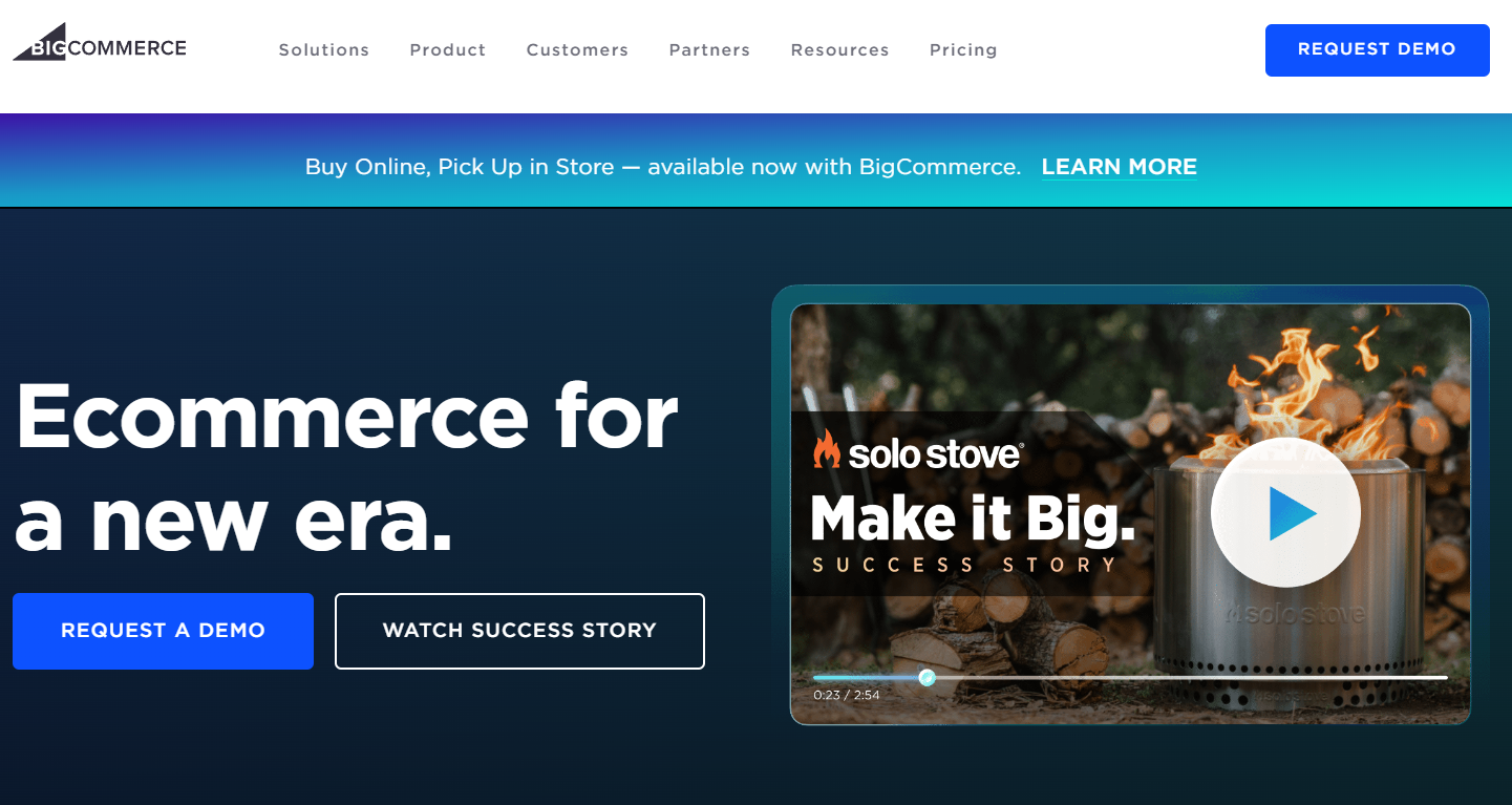 Скриншот главной страницы BigCommerce