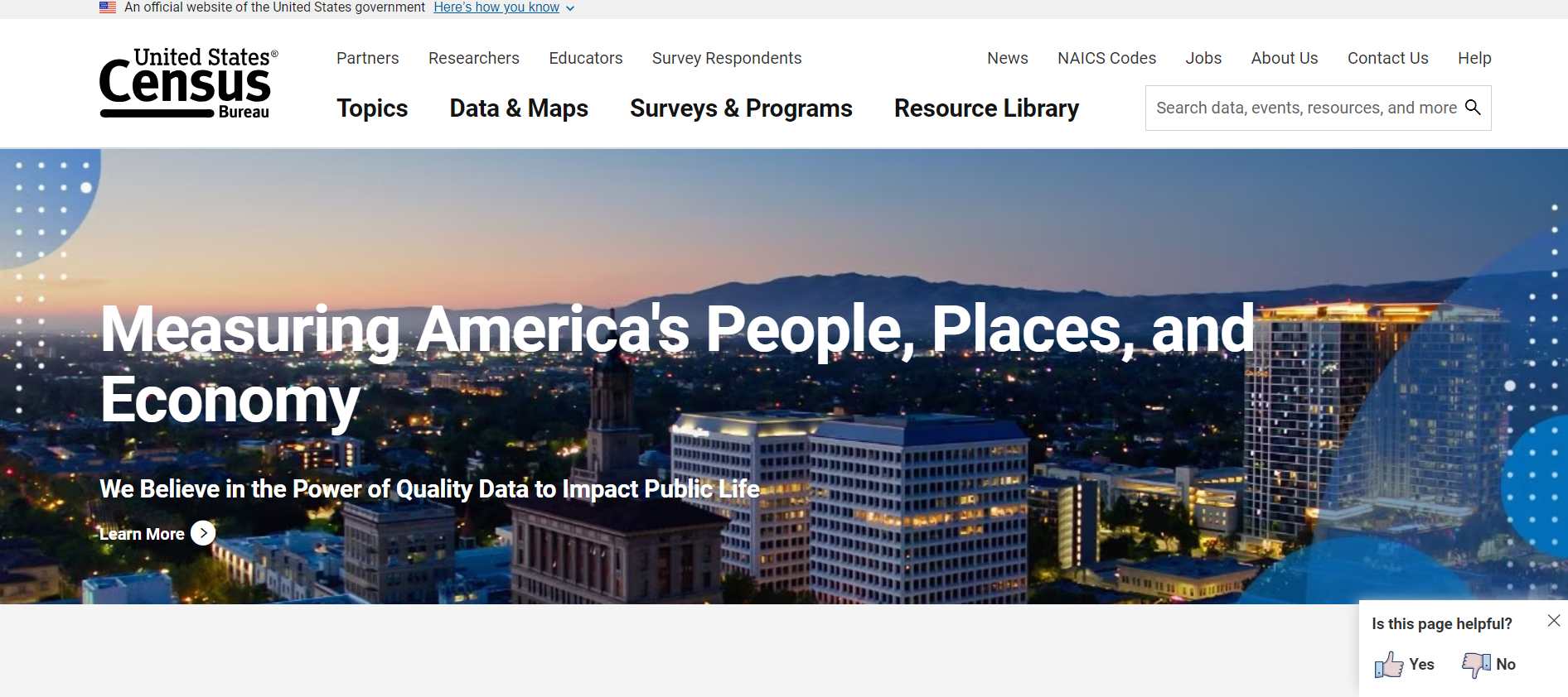 Главная страница U.S. Census Bureau
