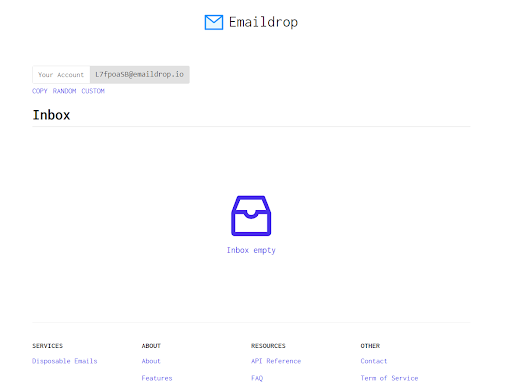 Генератор временной почты Emaildrop