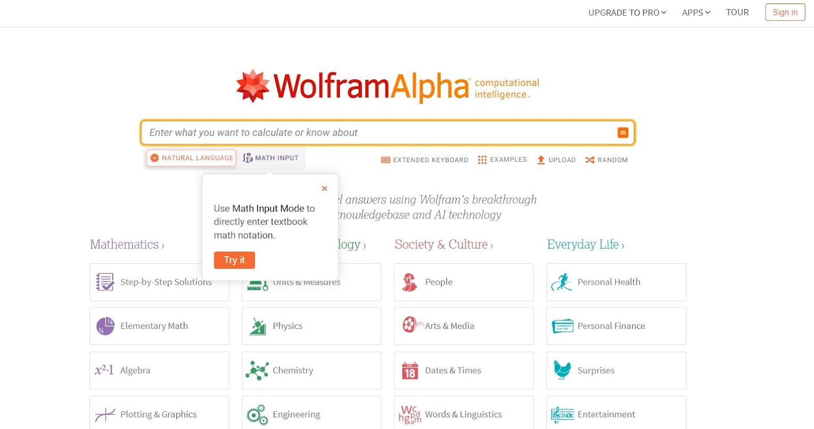Wolfram Alpha - поисковик, популярный во многих странах мира