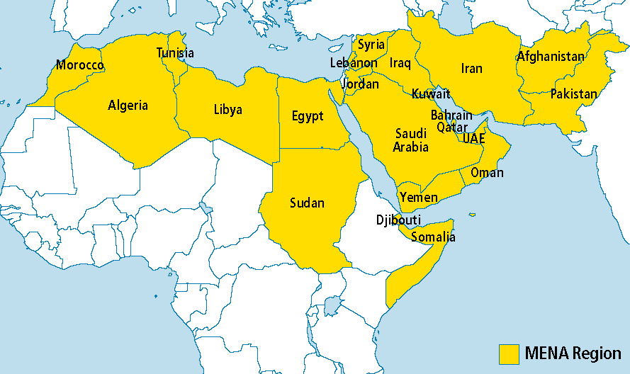 Регионы MENA на карте