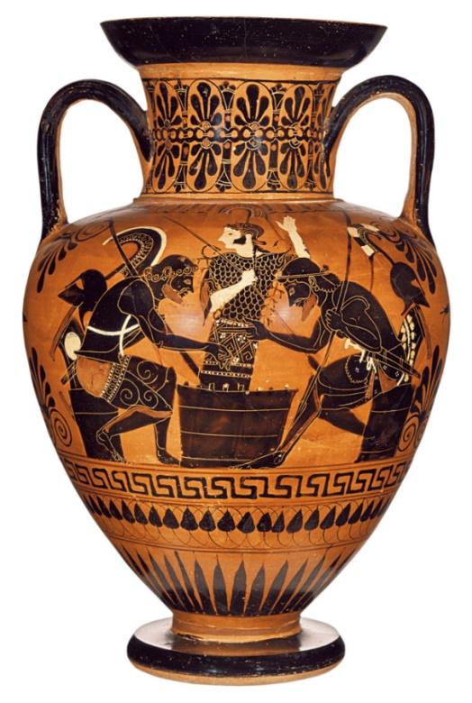 Эксекий. Ахилл играет с Аяксом в шашки в присутствии Афины. VI в. до РХ