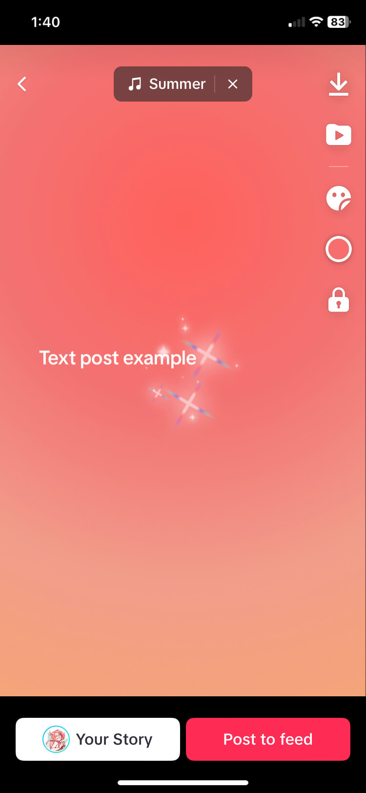 Пример текстовой публикации в TikTok